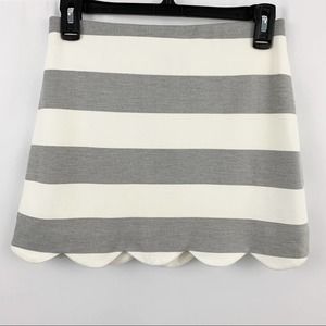 Topshop Scalloped Gray and White Striped Skirt 4